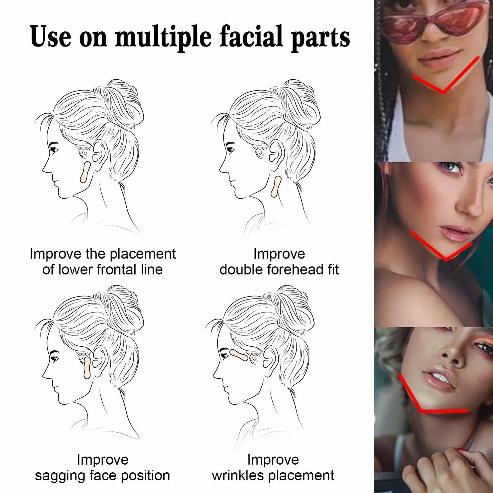 Стрічка для підтяжки обличчя Невидима, для освітлення дрібних зморшок та підтяжки, 100 штук в упаковці, фото №3