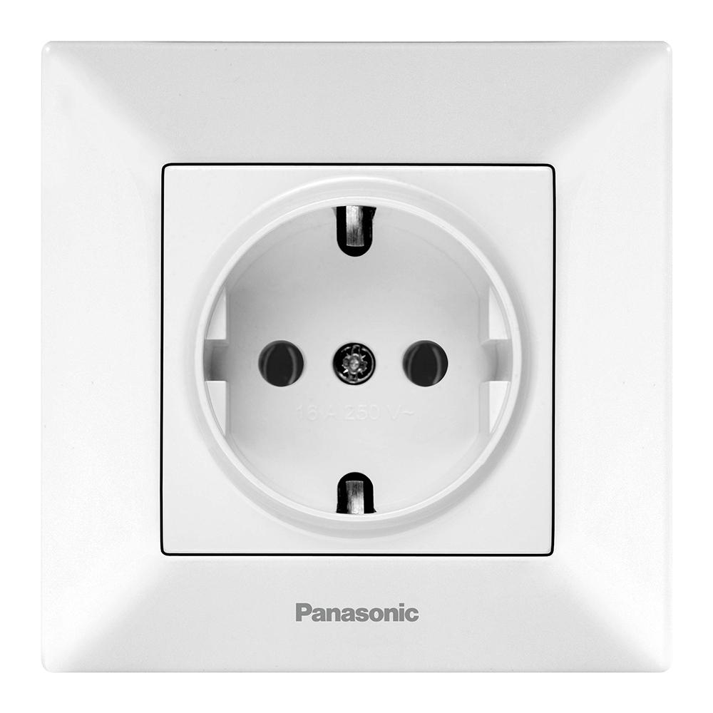 Розетка Panasonic Arkedia Slim с заземлением белая, фото №1