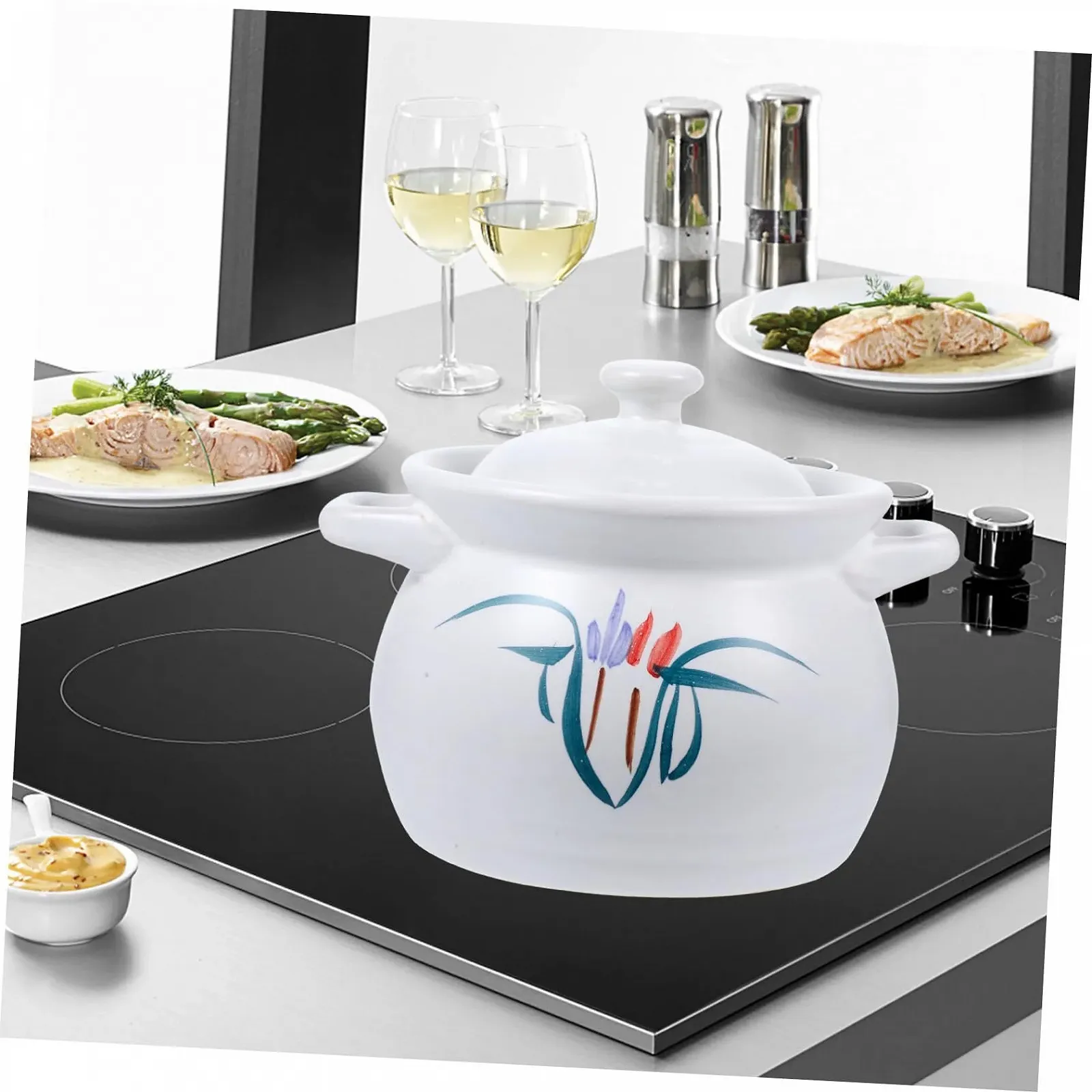 Кастрюля для тушения керамическая жаростойкая с крышкой, фото №4 Кастрюля для тушения керамическая жаростойкая с крышкой, фото №4