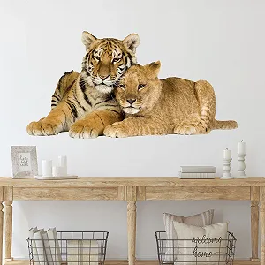 Настінна наклейка GRAZDesign Tiger with Baby 3D 112x57 см synthetic.ua - Фото 1