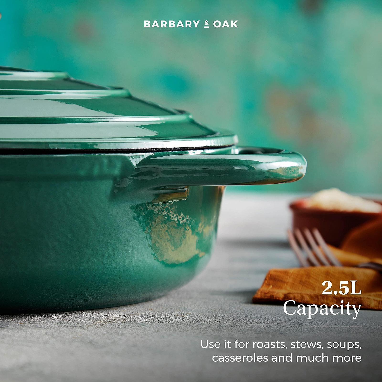 Жаровня Barbary & Oak BO800253GRN чугунная эмалированная 28 см зеленая, фото №9