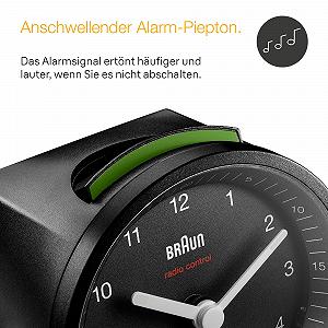 Аналоговый радиобудильник Braun Classic BC07B-DCF с функцией повтора сигнала и подсветкой, тихий механизм, нарастающий сигнал будильника, черный synthetic.ua - Фото 1