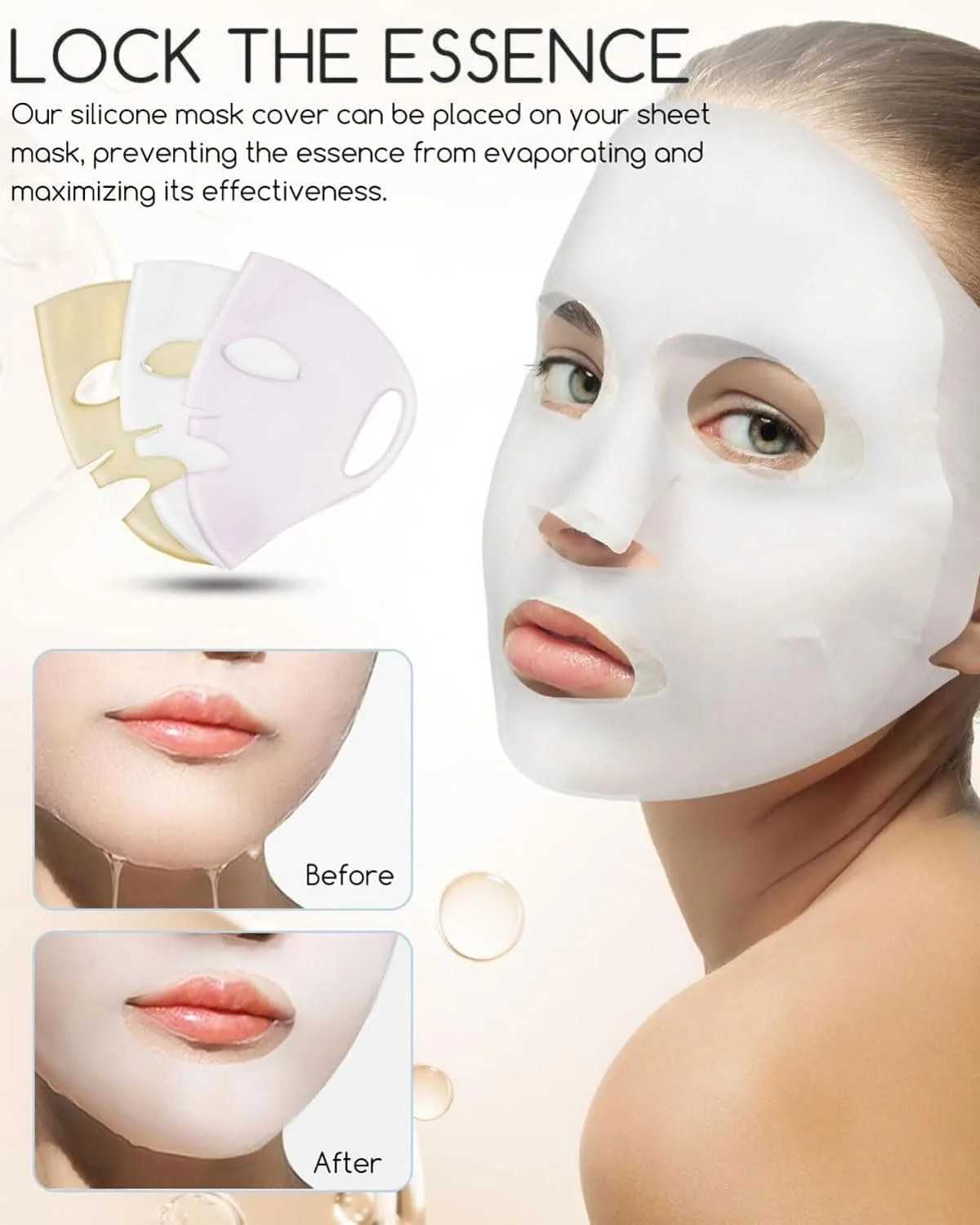 Силіконова маска TPZORJX 3 шт. Силіконова маска для обличчя Багаторазова силіконова маска для обличчя, фото №3