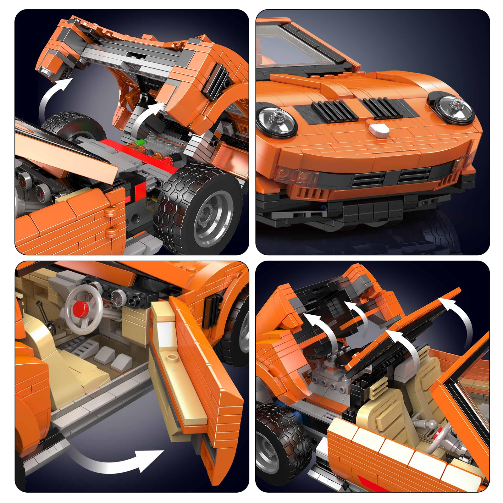 Конструктор Mould King 10116 Спортивный автомобиль 1607 шт Оранжевый, фото №6