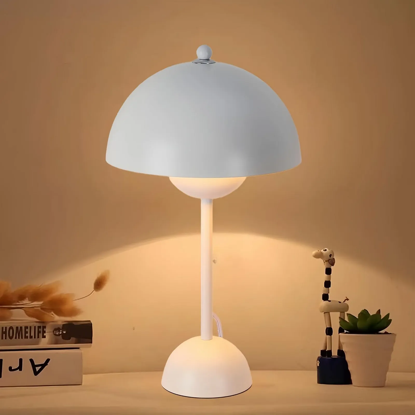 Настільна лампа Alpinaluz Біла Сталева Скандинавський ретро-дизайн Подвійний купол E27, фото №7