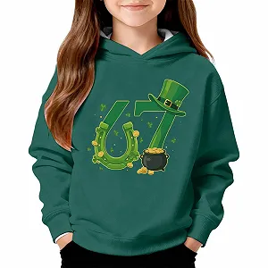 Худи с мемом для девочки, с длинными рукавами, с капюшоном, с принтом 67, повседневный свитшот свободного кроя, уличная одежда для мальчиков и девочек на День Святого Патрика - Фото 1