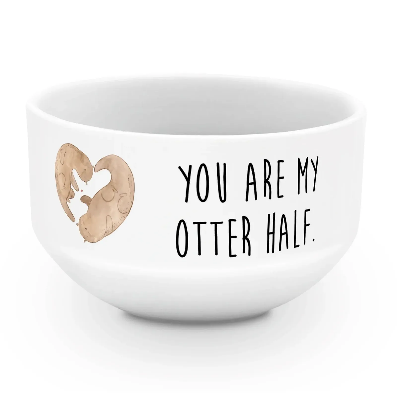 Миска для завтрака Mr. & Mrs. Panda Выдра Сердце, керамическая, белая, фото №1