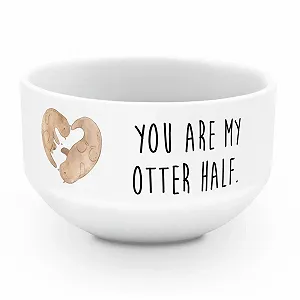 Миска для завтрака Mr. & Mrs. Panda Выдра Сердце, керамическая, белая - Фото 1