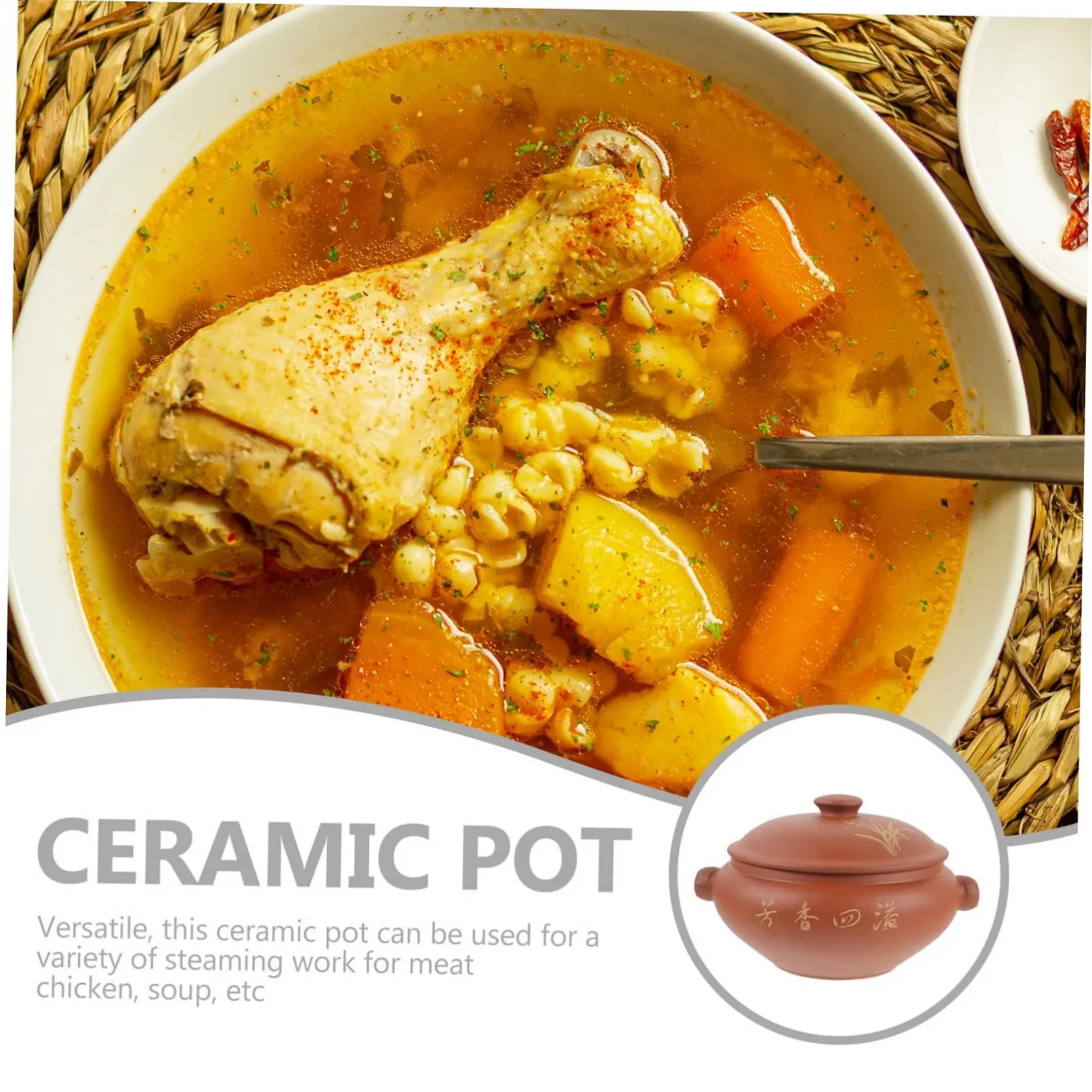 Керамическая пароварка Homoyoyo с крышкой Элегантная Универсальная Традиционный стиль, фото №4