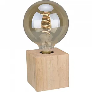 Настільна лампа MeLiTec Base Cube квадратна з дерев'яною поверхнею - Фото 1