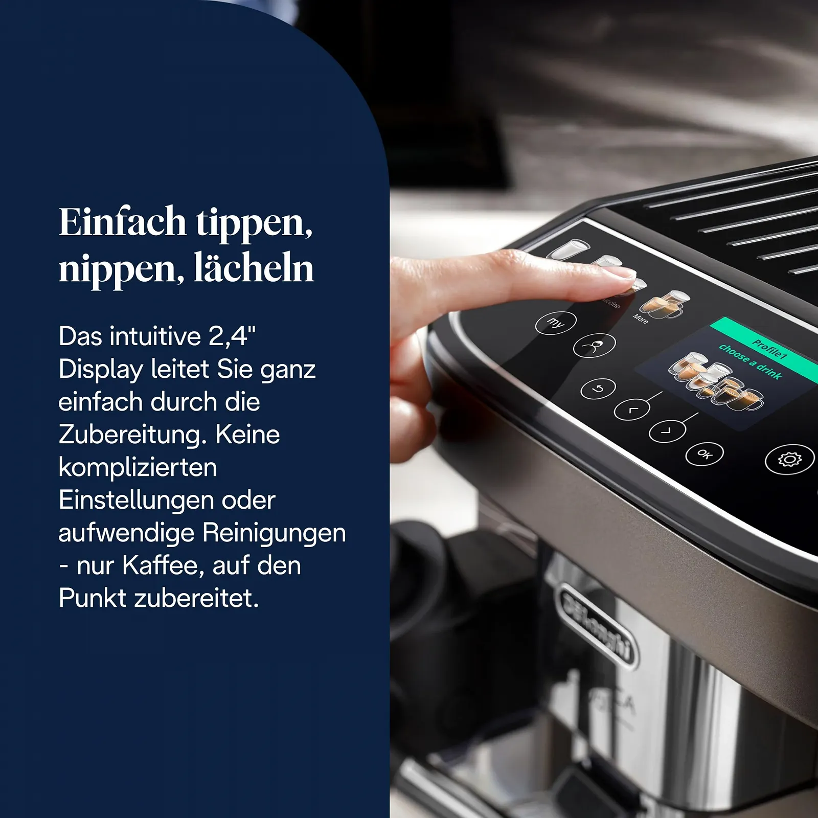 Кавомашина автоматична De'Longhi Magnifica Evo Next ECAM312.80.TB 13 напоїв (Капучино, Еспресо, Латте Мак’ято), кольоровий TFT-дисплей 2,4 дюйма, система LatteCrema, функція приготування 2 чашок, фото №6 Кавомашина автоматична De'Longhi Magnifica Evo Next ECAM312.80.TB 13 напоїв (Капучино, Еспресо, Латте Мак’ято), кольоровий TFT-дисплей 2,4 дюйма, система LatteCrema, функція приготування 2 чашок, фото №6