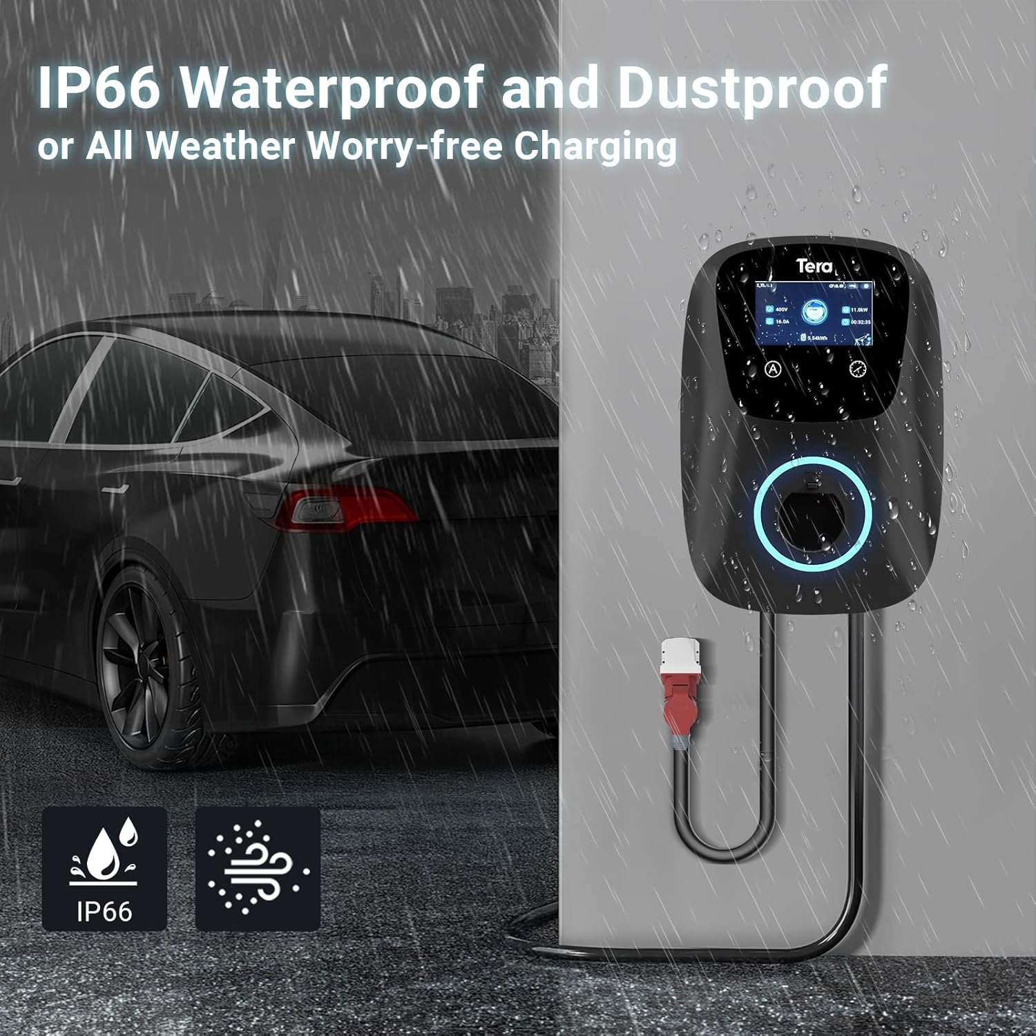 Зарядний пристрій для автомобіля Tera EV W01 / 400В / 32A / IP66 / Чорний, фото №4