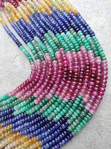 Натуральные бусины из разных драгоценных камней, рондель, гладкие, 3.5-4 мм, нить длиной 40 см, ожерелье, браслет - Фото 1