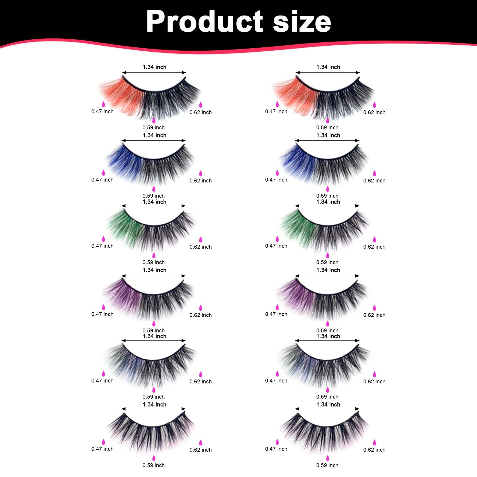 Набор цветных накладных ресниц, фото №5