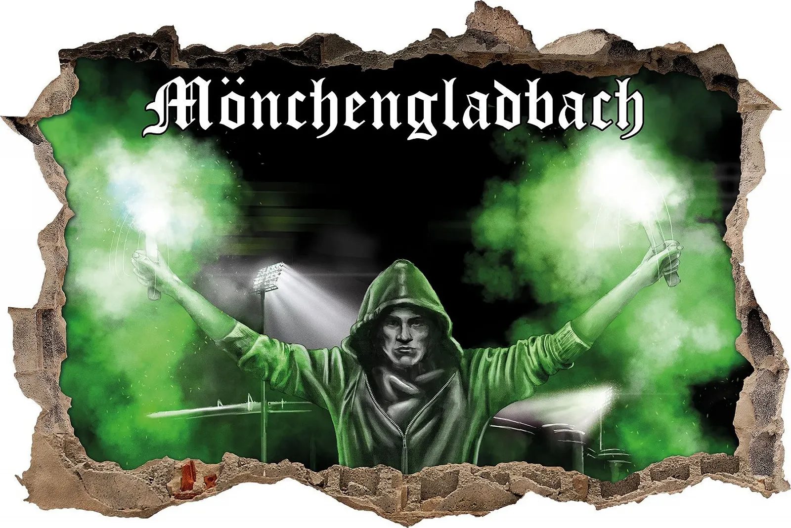 3D Наклейка на стену Ultras Mönchengladbach Bengalo 92 x 62 см, фото №1