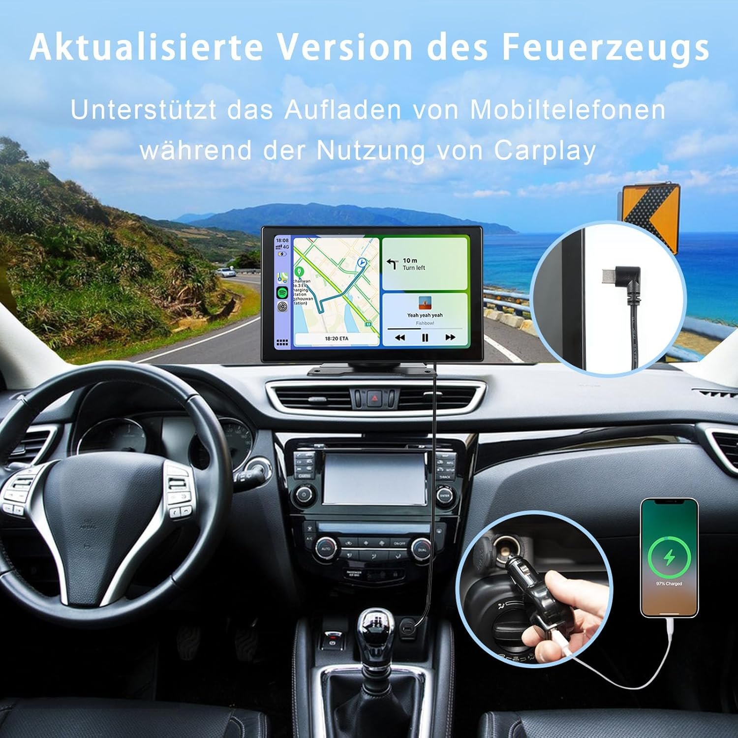 Сенсорний монітор 9" Plimpton L2 / CarPlay / Anroid Auto / Bluetooth / Wi-Fi / AUX / Чорний, фото №6