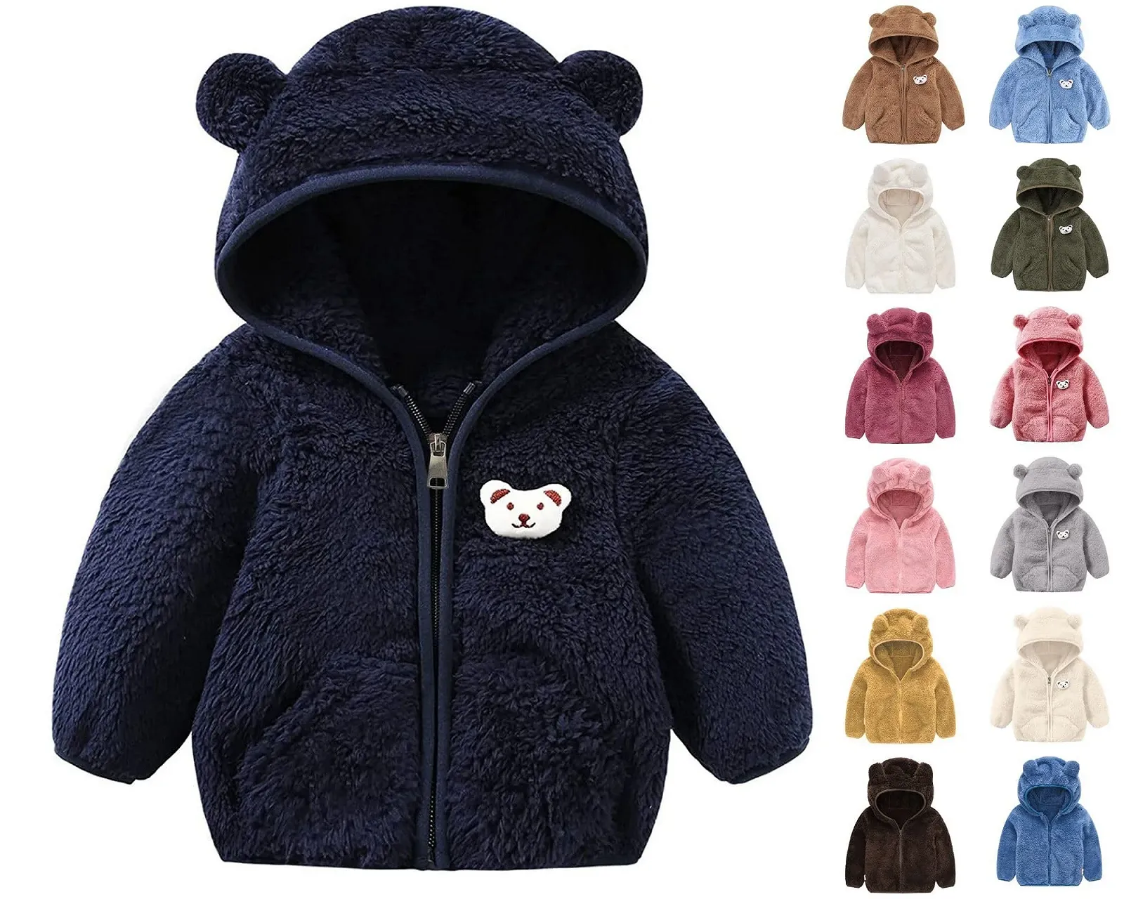 Мила зимова дитяча куртка з ведмежими вушками, фото №1