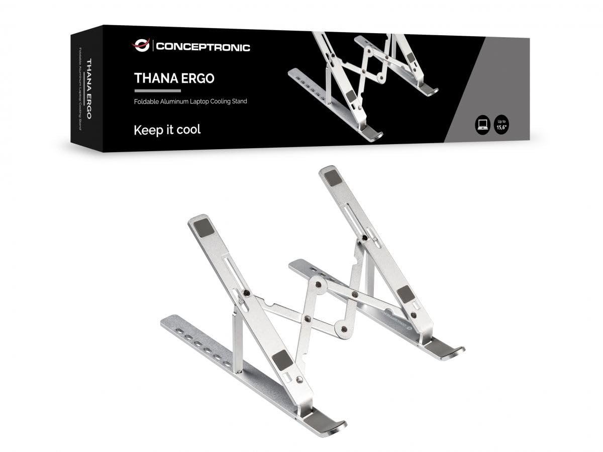 Подставка Охлаждения Conceptronic THANA04S (15.6 дюймов) Ergo Folding Laptop Cooling Stand Алюминий, фото №2