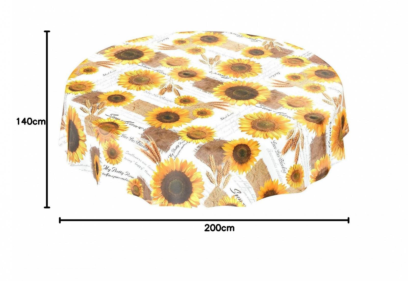 Скатерть ANRO Sunflowers and Summer Wheat 200 x 140 см PVC клеенчатая Желтая, фото №7