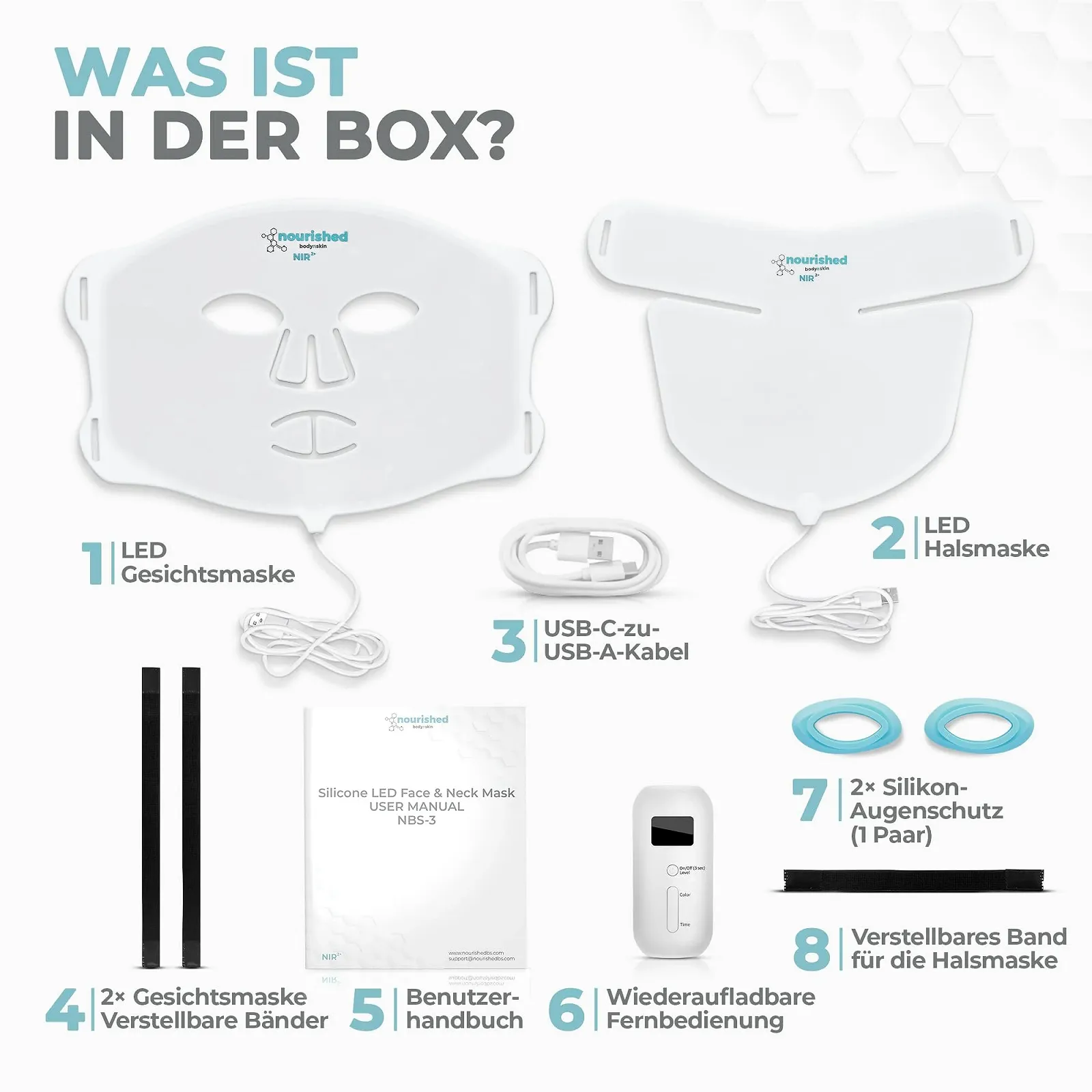 LED Маска для Обличчя та Шиї Nourished Bodynskin з Ближнім Інфрачервоним Випромінюванням, фото №6