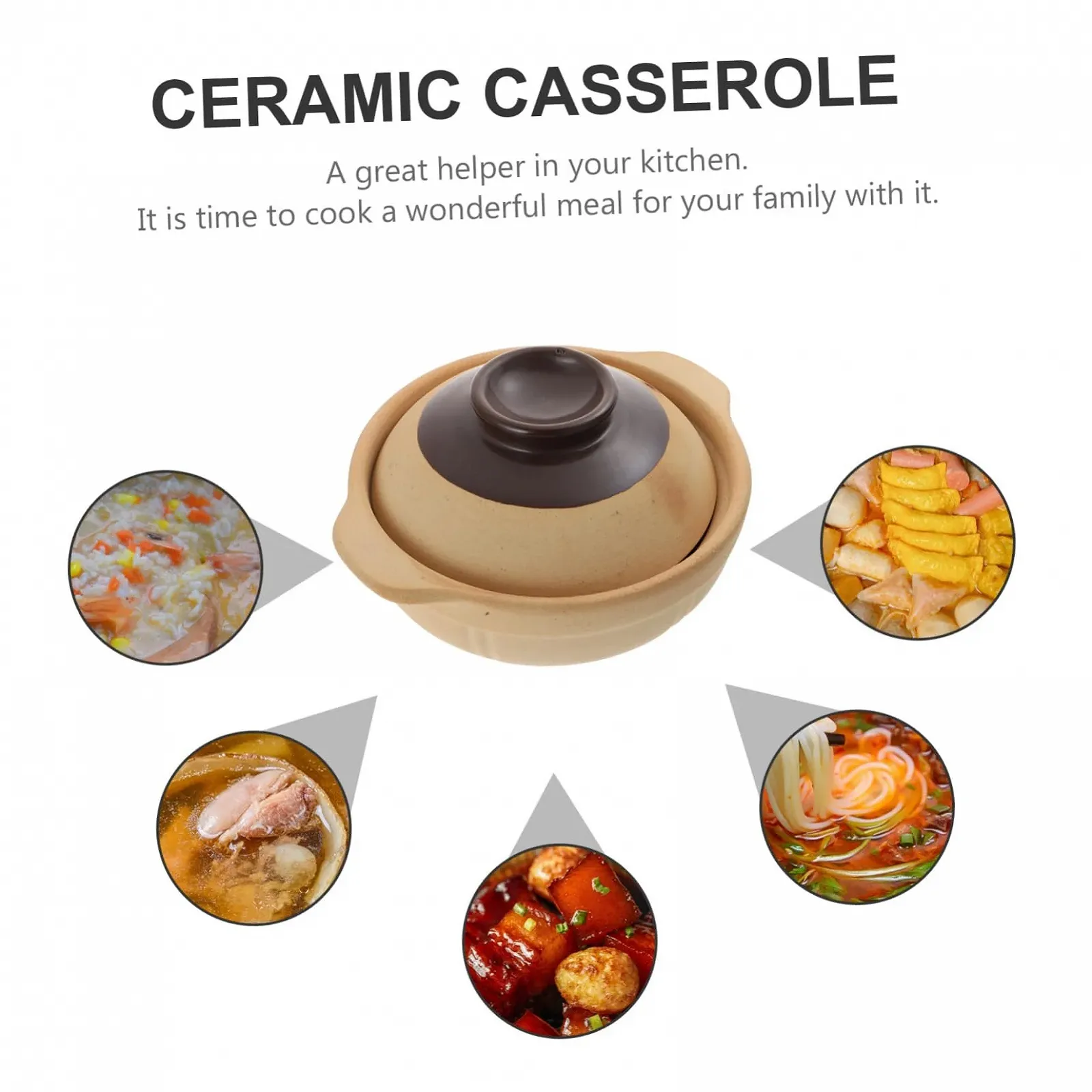 Каструля-керамічна 1 шт. термостійка для електричних та газових плит і мікрохвильових печей енергозберігаюча, фото №8