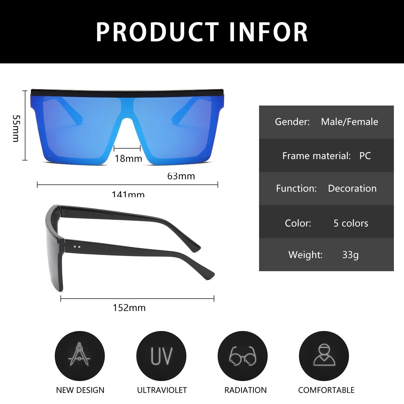 Сонцезахисні окуляри YAMEIZE Вінтажні Прямокутні Oversized Flat Top для Жінок Чоловіків Велика Оправа UV400 Захист, фото №3