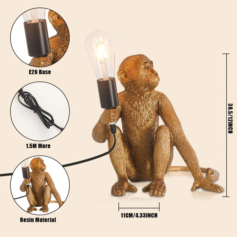 Настільна лампа Monkey дизайн у формі мавпи золота, фото №3