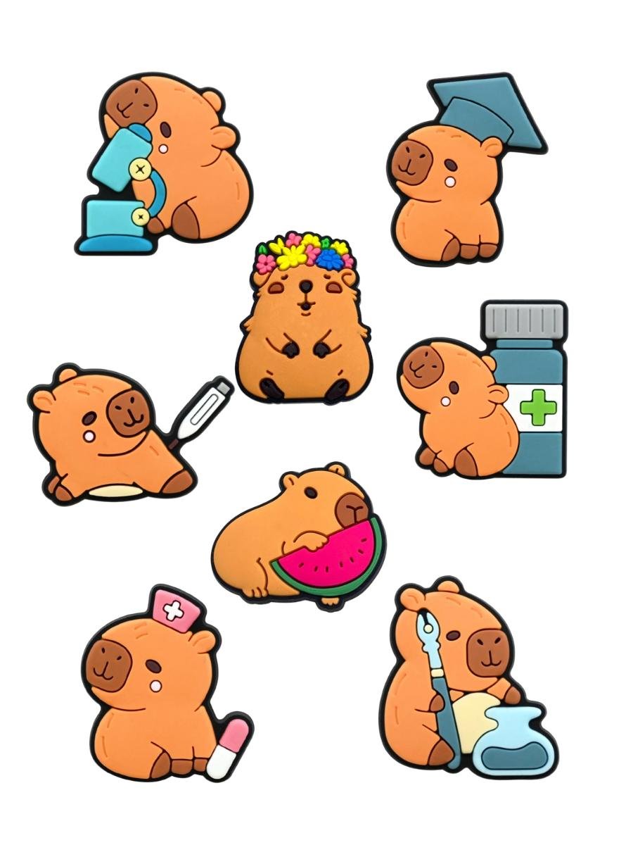 Джибітси Капібара capybara Jibbitz 8 шт аксесуари крокс прикраса Dz_158_4, фото №1