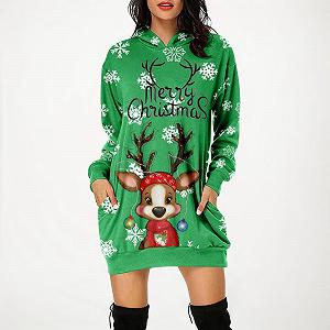 Рождественский джемпер с капюшоном Generisch Женский, с принтом бокала вина и рождественской шапки, элегантный, забавный, большого размера, с длинными рукавами и карманами synthetic.ua - Фото 1