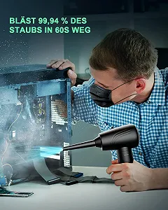 Електрична повітродувка JoyGeek 3 швидкості 120 000 RPM 9000 mAh LED-підсвічування для ПК та авто synthetic.ua - Фото 1