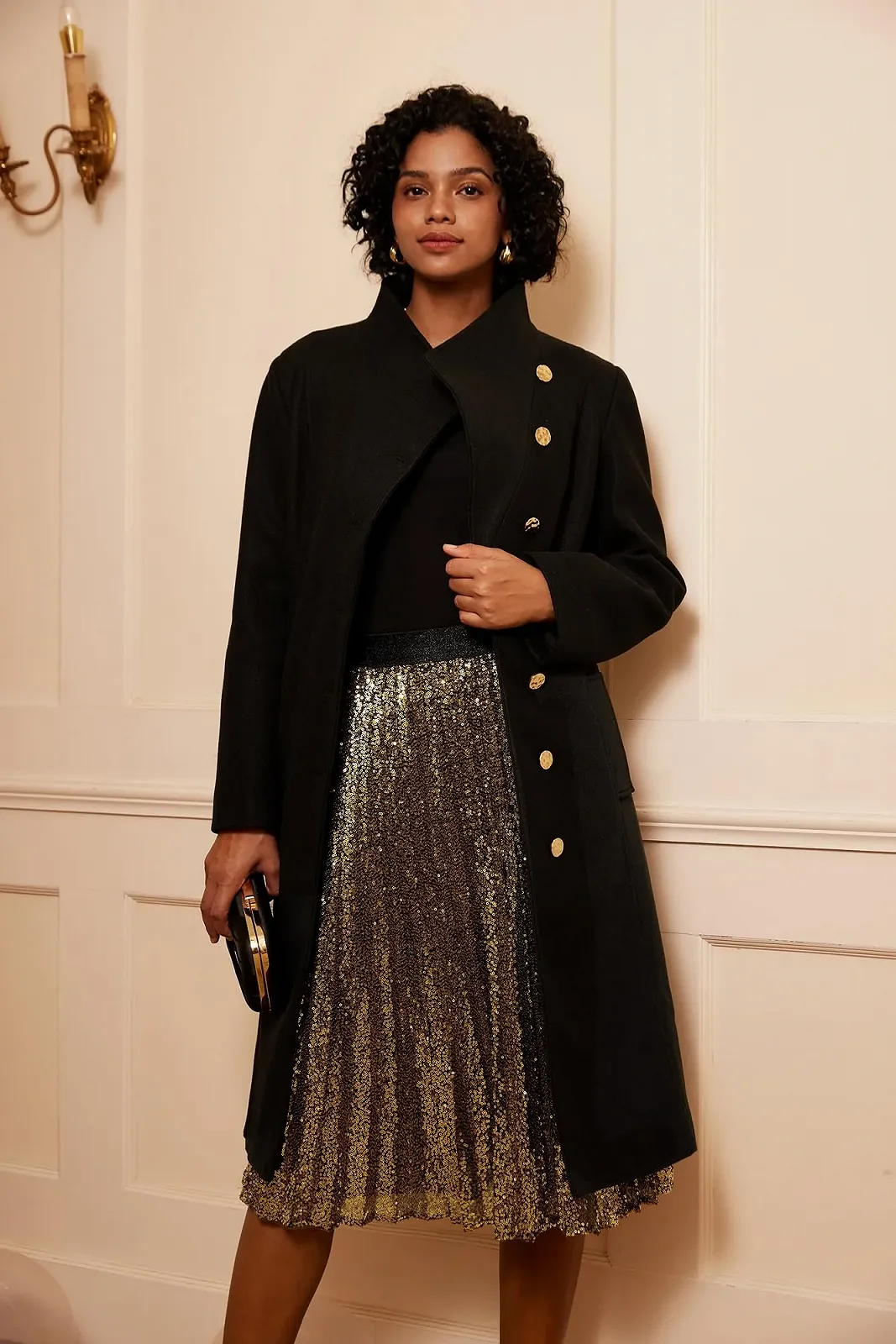 Пальто GRACE KARIN A-силуету з відкладним коміром на один ґудзик з поясом, фото №3 Пальто GRACE KARIN A-силуету з відкладним коміром на один ґудзик з поясом, фото №3