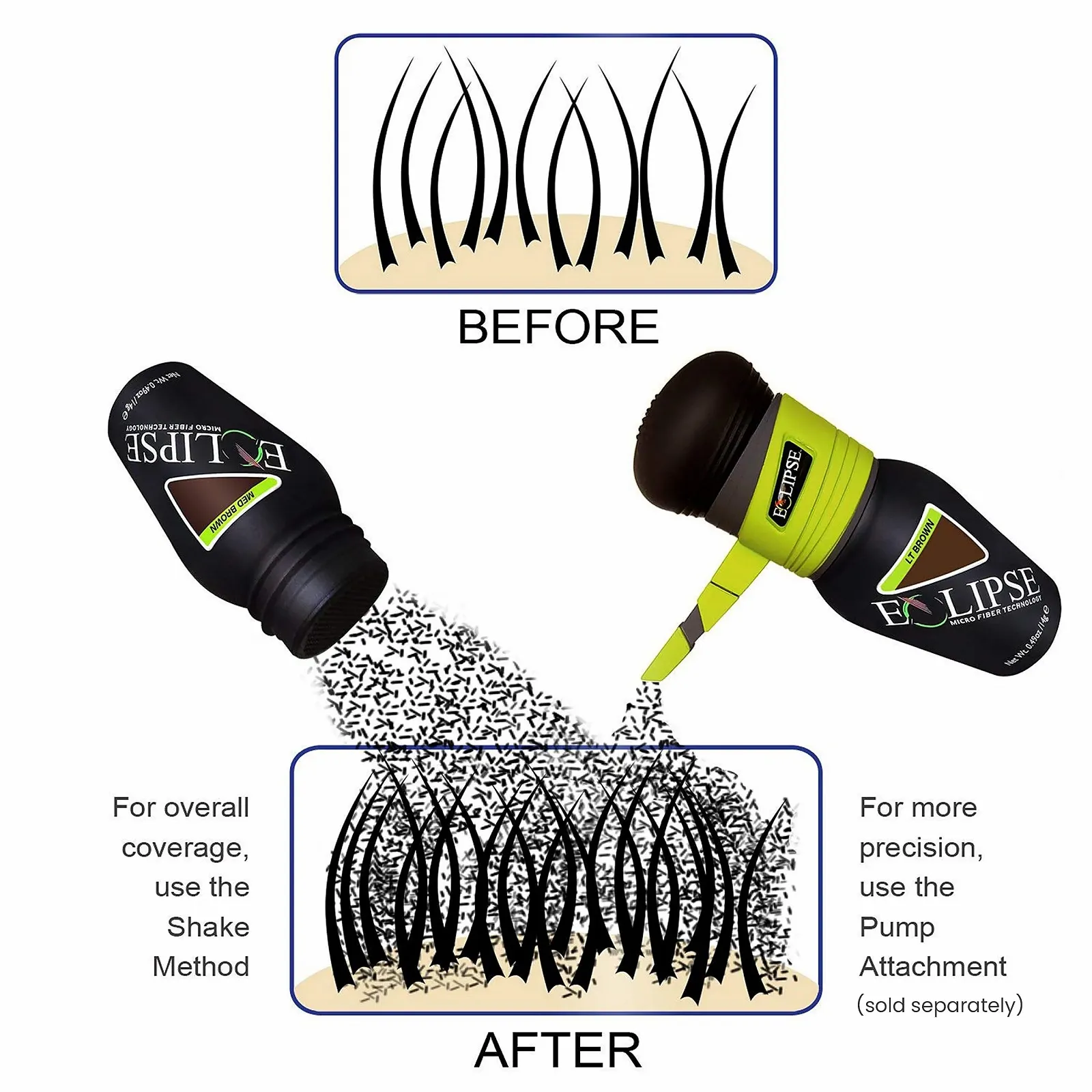 Волокна для волосся Eclipse для стоншення волосся Середньо-коричневий - 60 г, фото №8