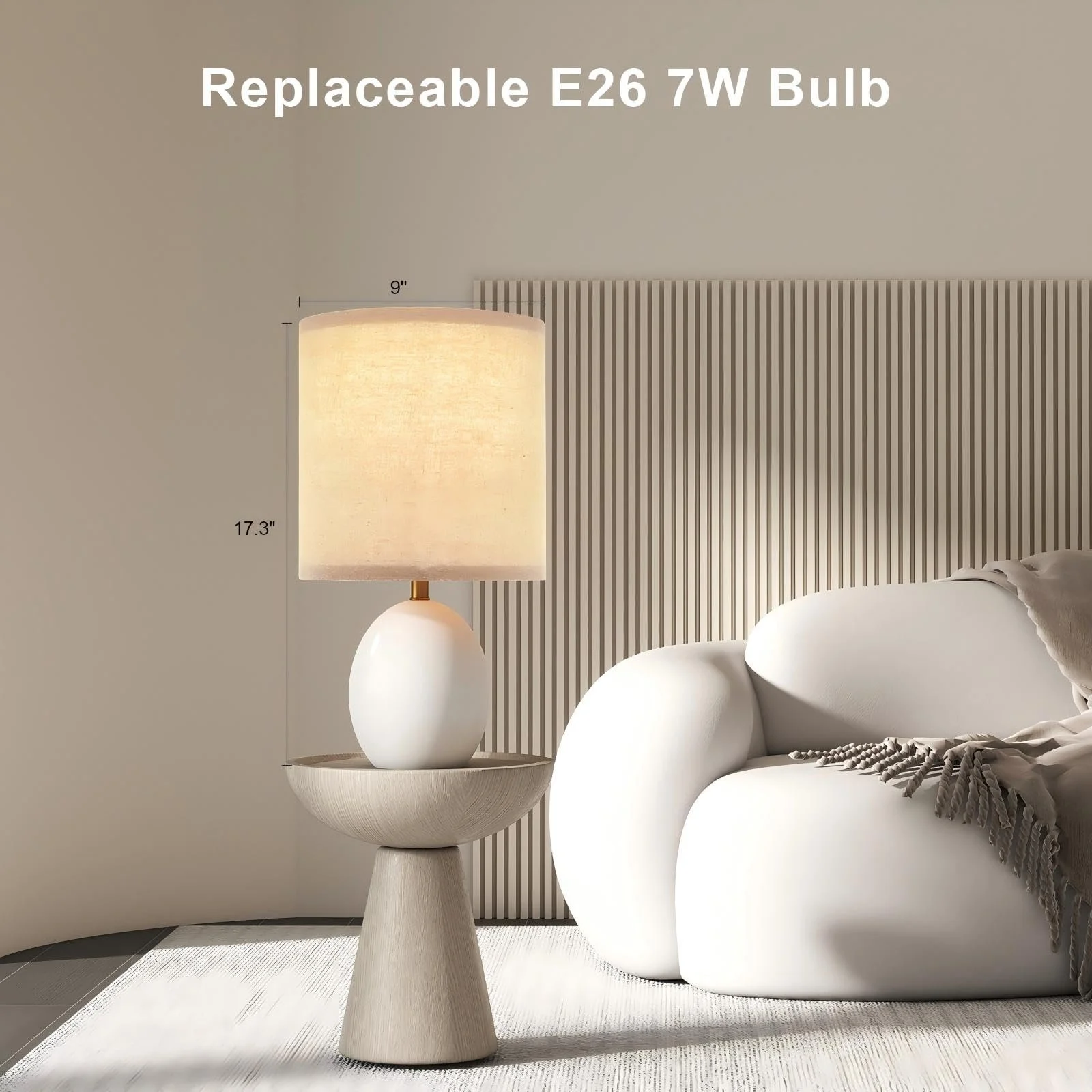 Настольная лампа Dawnwake Комплект из 2 шт. Керамическая 44 см E26 Белая, фото №3