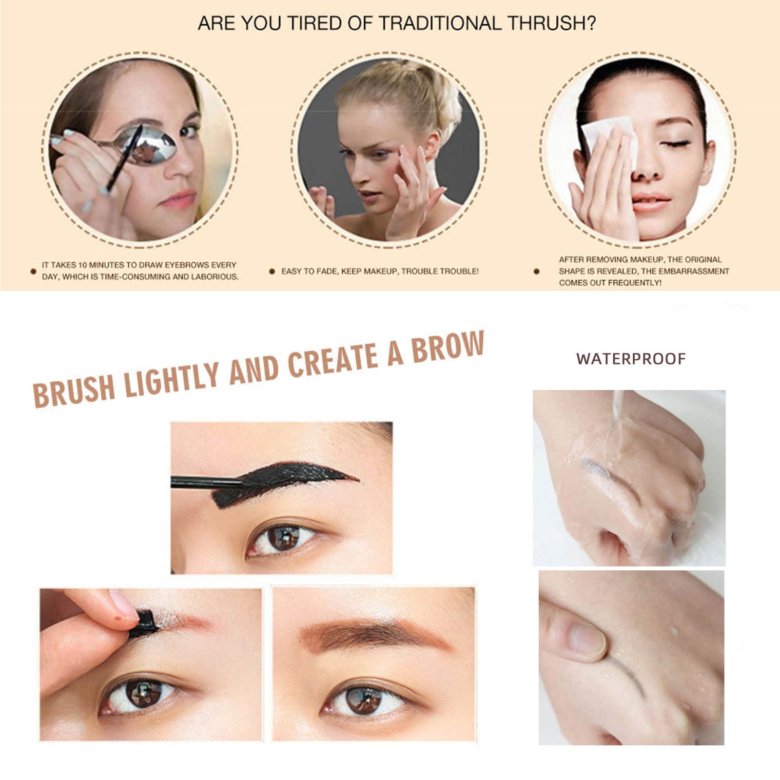 Гель для бровей Peel Off Tattoo 3 цвета водостойкий быстросохнущий без размазывания укладка 3D c потом, фото №6