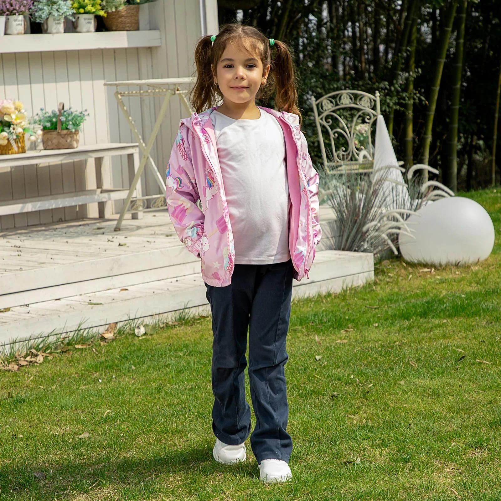 Водонепроницаемая куртка LACOFIA для девочек с флисовой подкладкой, детская водоотталкивающая переходная школьная куртка с капюшоном и подкладкой, дождевик на осень/раннюю зиму для детей 3 - 12 лет, фото №5