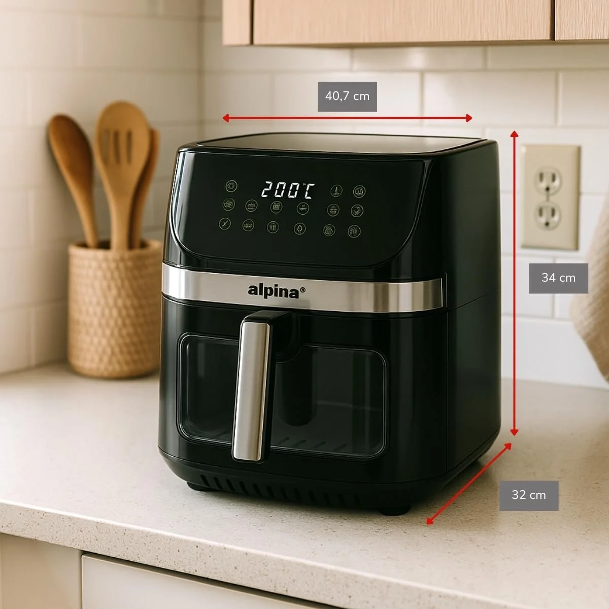 Мультипіч alpina Airfryer XXL 9 л Чорна, фото №2