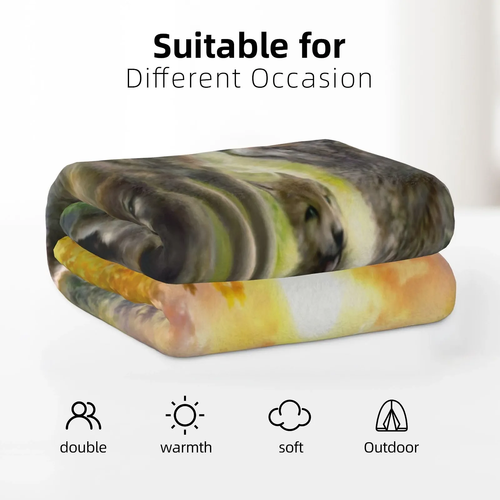 Одеяло PAAHRYI С рисунком волка 3D-печать волка Лес Дикое животное Волчье флисовое одеяло 150 x 200 см D, фото №4