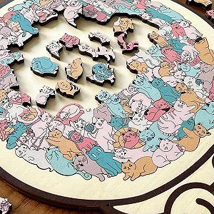 Дерев'яний пазл Кіт Morandi Colours 135 деталей у формі тварини synthetic.ua - Фото 1