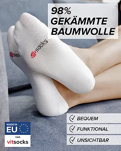 Невидимі шкарпетки vitsocks для жінок (4 пари) 98% бавовни, силіконова п'ятка synthetic.ua - Фото 1