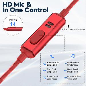 Навушники In-Ear з кабелем з мікрофоном шумозаглушенням стерео HiFi звук 3.5 мм сумісність з Samsung Galaxy iPhone смартфон MP3 плеєри synthetic.ua - Фото 1