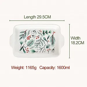 Форма для запекания Dxcaicc Прямоугольная керамическая с цветочным узором и ручками synthetic.ua - Фото 1