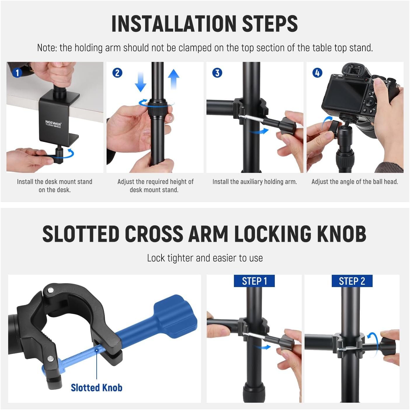 Стійка кронштейн NEEWER TL253A+MH022 Чорна, фото №9