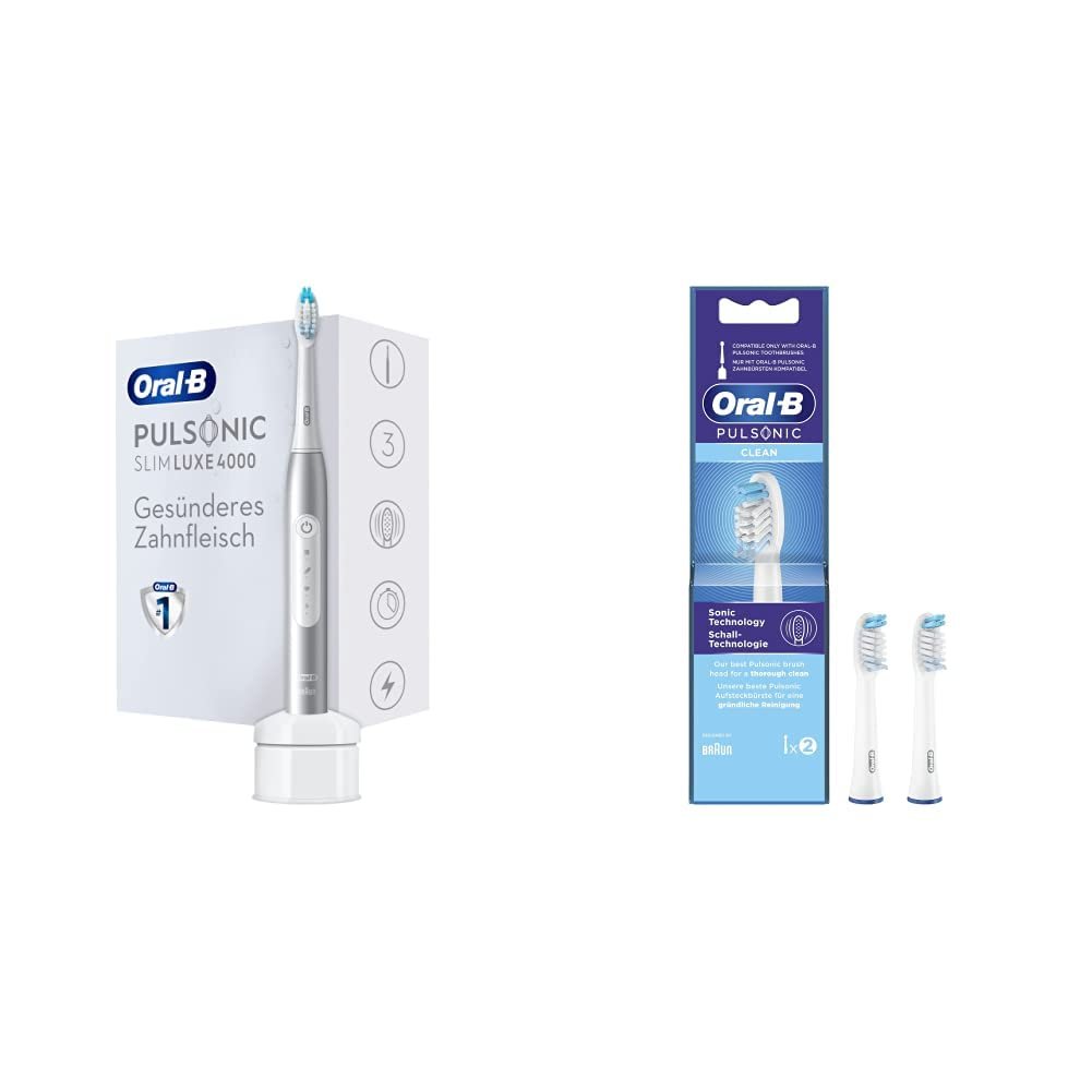 Зубна щітка електрична звукова Oral-B Pulsonic Slim Luxe 4000 Platinum та змінні головки Pulsonic Clean, 2 шт. (в упаковці 1 шт.), фото №1