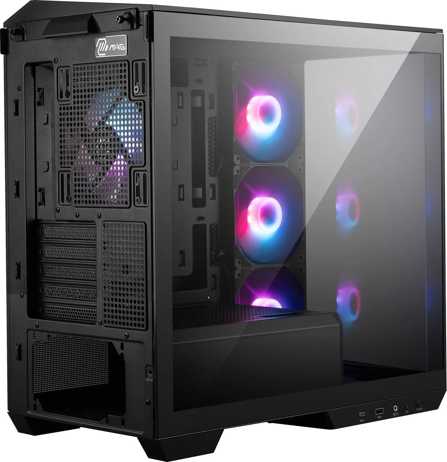 Корпус MSI MAG PANO M100R PZ / Micro-ATX / без БЖ / 4x120mm ARGB / Project Zero support / USB-C 3.2 Gen 2x2 / Black, фото №7