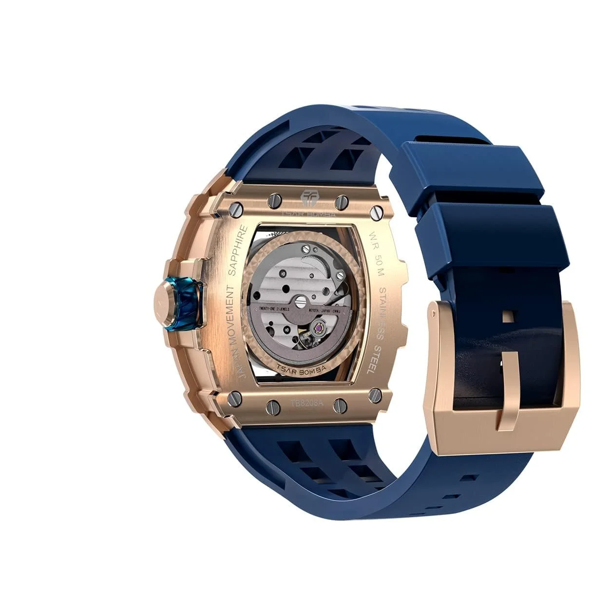 Мужские Автоматические Часы Tonneau Skeleton TSAR BOMBA Водонепроницаемые до 50 м Аналоговые Механические Дайвинг Квадратные Hollow Японский Механизм Сапфировое Зеркало Силиконовый Ремешок, фото №8 Мужские Автоматические Часы Tonneau Skeleton TSAR BOMBA Водонепроницаемые до 50 м Аналоговые Механические Дайвинг Квадратные Hollow Японский Механизм Сапфировое Зеркало Силиконовый Ремешок, фото №8