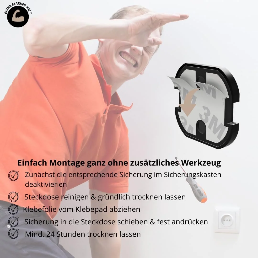 Заглушки для розеток GADGETTO 10 x Self-Adhesive Schuko Twist Mechanism Черные, фото №5
