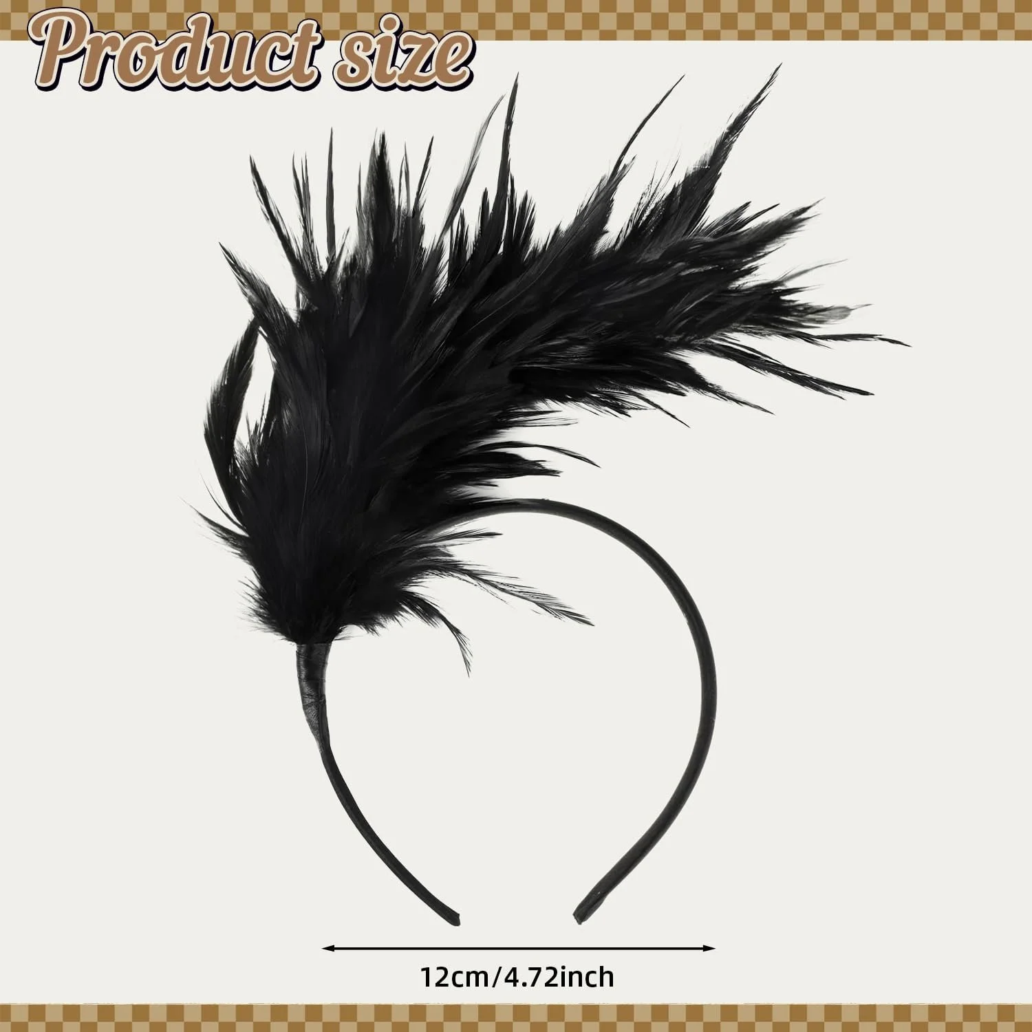 Обруч для волосся в стилі 20-х років Чорний, фото №2