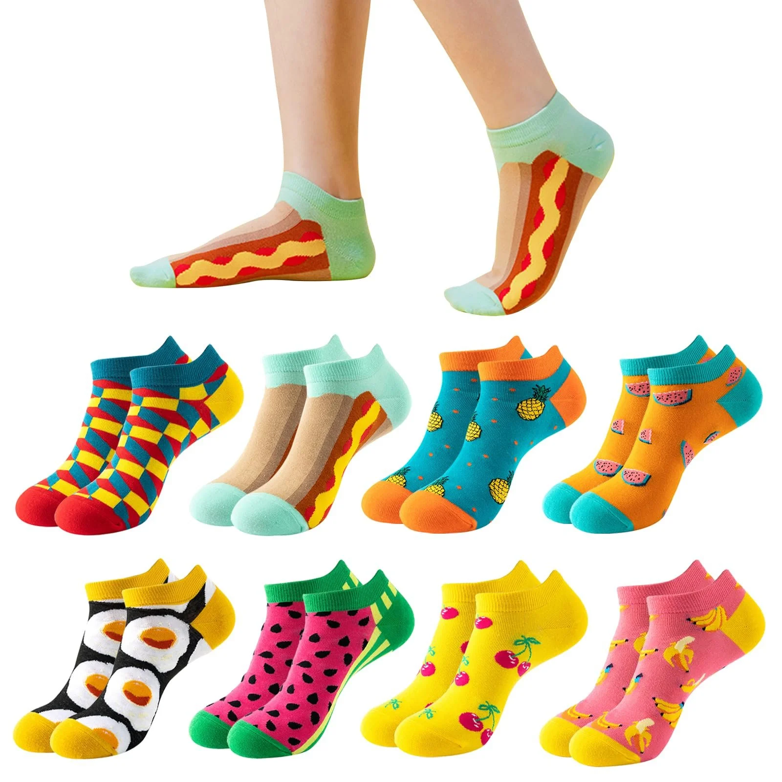 Носки Разноцветные с рисунком (8 пар), фото №1