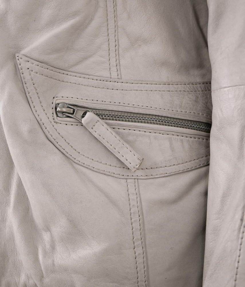 Жіноча куртка зі шкіри ягняти наппа Otto Kern Off White, фото №5