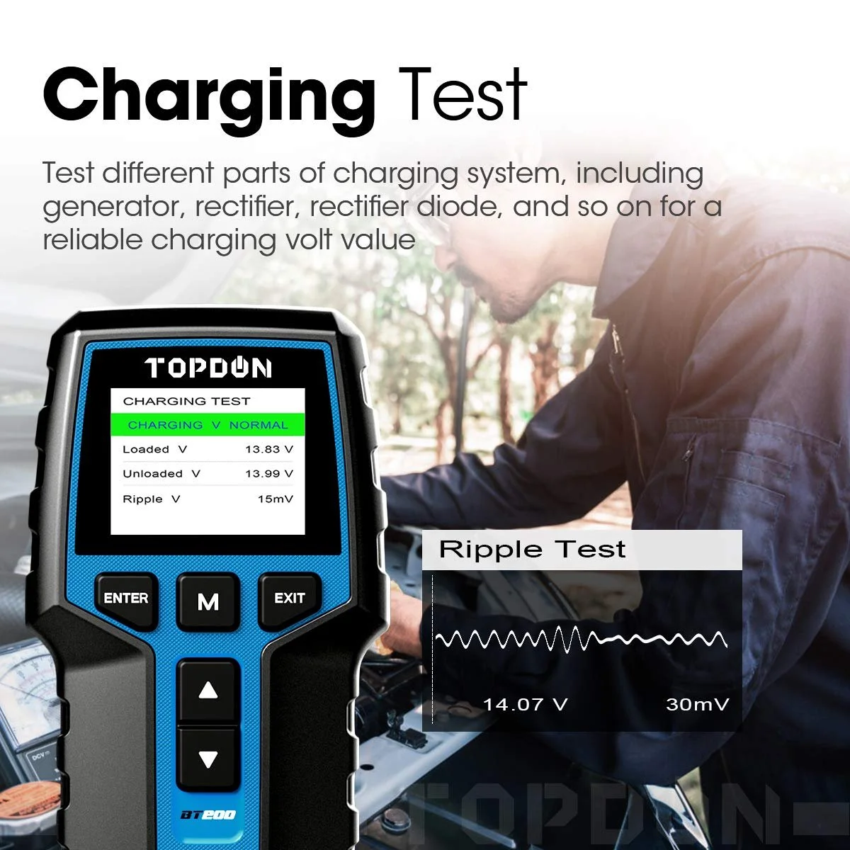 Тестер автомобільних акумуляторів Topdon BT200 Black, фото №5 Тестер автомобільних акумуляторів Topdon BT200 Black, фото №5